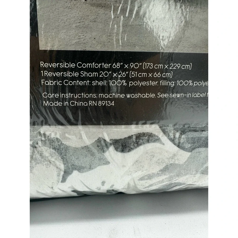 Pem America, Black and White 2-Pc. Floral-Print Twin Comforter Set